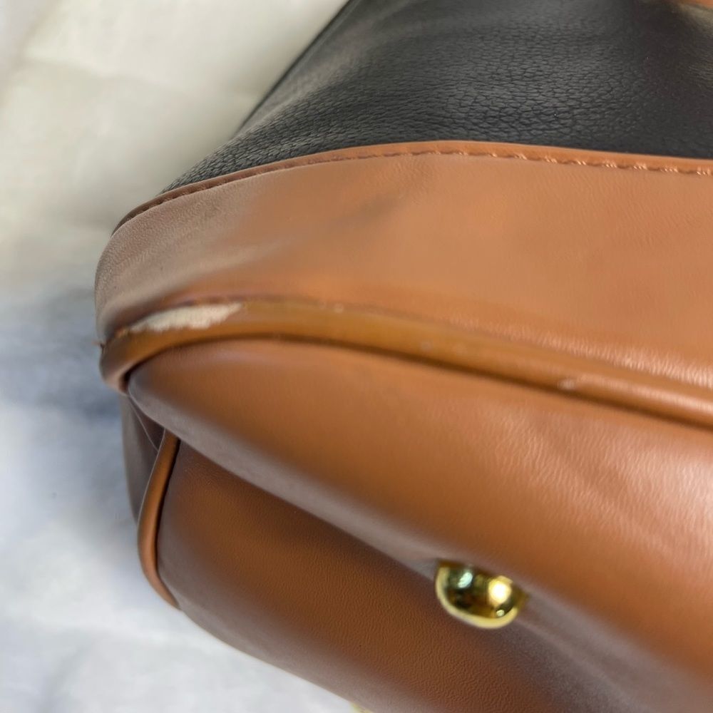 Joy & IMAN faux leather black and brown satchel bag with gold tone accen… - Picture 11 of 11